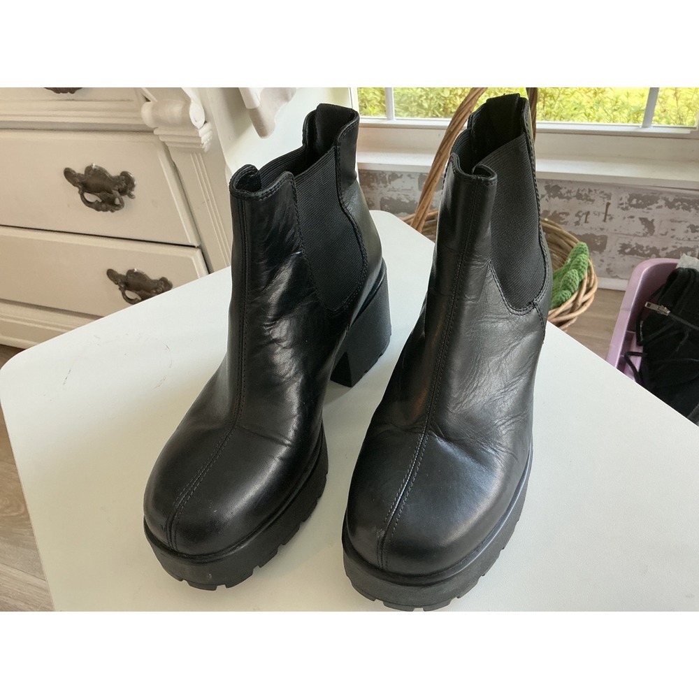 Vagabond Dioon Black Leather Chunky Platform Chelsea Boots Block Heel 39/8.5-9